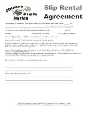 boat slip rental agreement template
